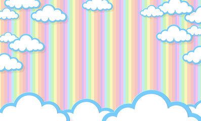 Festival pattern Abstract kawaii Clouds cartoon on Rainbow background. Concept for children and kindergartens or presentation