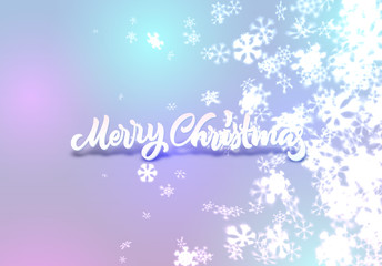Obraz na płótnie Canvas Christmas snowflakes background with falling snow and lettering or calligraphic greeting text