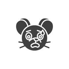 Fearful rat emoticon vector icon. filled flat sign for mobile concept and web design. Anxiety mouse face emoji glyph icon. Chinese 2020 year of the rat symbol, logo illustration. Vector graphics