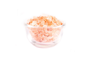 Fototapeta na wymiar Himalayan Pink Salt isolated on white background. Health concept.