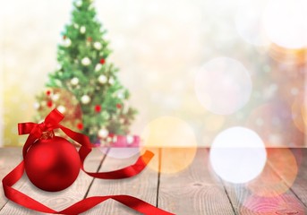 Red christmas ball isolated on white background