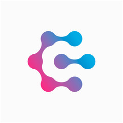 Molecule Initial Letter C Logo Design Inspiration Vector Illustration. Technology logo in the form of atoms. network connection icon, share symbol design - vector