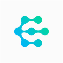 Molecule Initial Letter E Logo Design Inspiration Vector Illustration. Technology logo in the form of atoms. network connection icon, share symbol design - vector