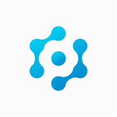 Molecule Initial Letter R or RR Logo Design Inspiration Vector Illustration. Technology logo in the form of atoms. network connection icon, share symbol design - vector