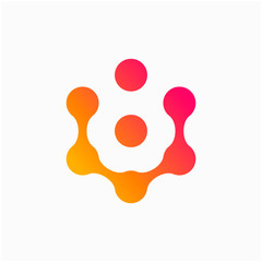 Molecule Initial Letter V Logo Design Inspiration Vector Illustration. Technology logo in the form of atoms. network connection icon, share symbol design - vector