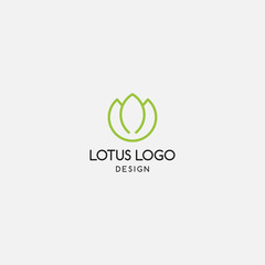 natural linear logo template. lotus, flower, leaf, vector 