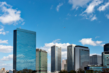 View of office area of Osaka city from Osaka castle park