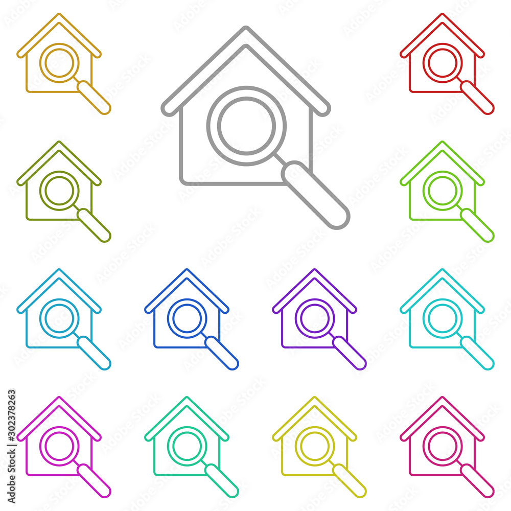 Aufkleber house search multi color icon. simple thin line, outline vector of real estate icons for ui and ux, 