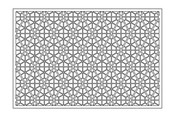 Obraz premium Decorative card for cutting. Linear geometric mosaic pattern. Laser cut. Ratio 2:3. Vector illustration.