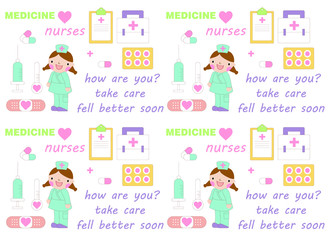 Health care and medicine elements set in cartoon style. Vector doodle illustration.