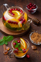 hot  orange, cranbery and mint tea