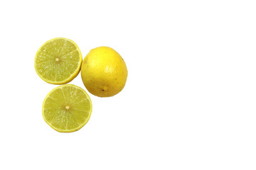Juicy lemon slice Isolated on white background, Top view.