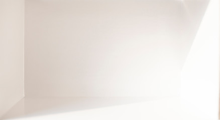 Fototapeta premium The scene in a white room with empty space, light and shadow