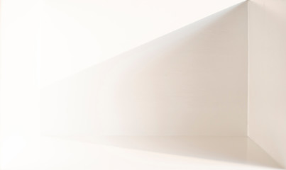 The scene in a white room with empty space, light and shadow