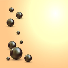 Vector Illustration for your design. Luxury beautiful shining jewellery background with black pearls vector illustration. Beautiful shiny natural pearls. Nacreous and iridescent. With transparent