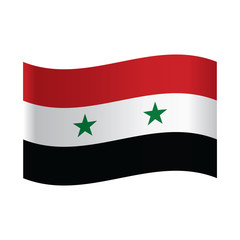 Syria Flag, National flag of Syria: red, white and black horizontal stripes with two green stars on central band.