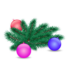 Christmas balls and spruce branch