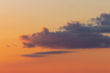 Orange, red, yellow, dawn with lonely clouds, romantic heaven