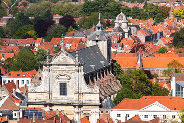 Obraz premium Panoramic aerial view of the old city of Bruges, Belgium