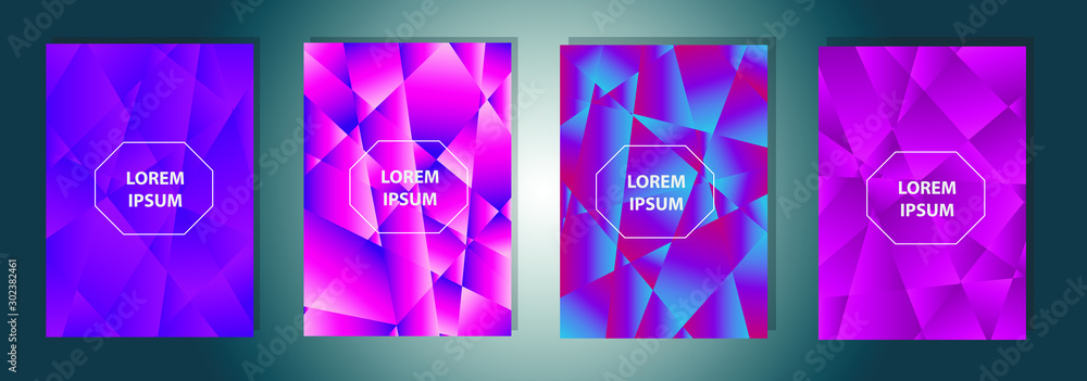 Poster set of colorful polygonal vector eps 10 illustration gradient background texture. simply geometric p