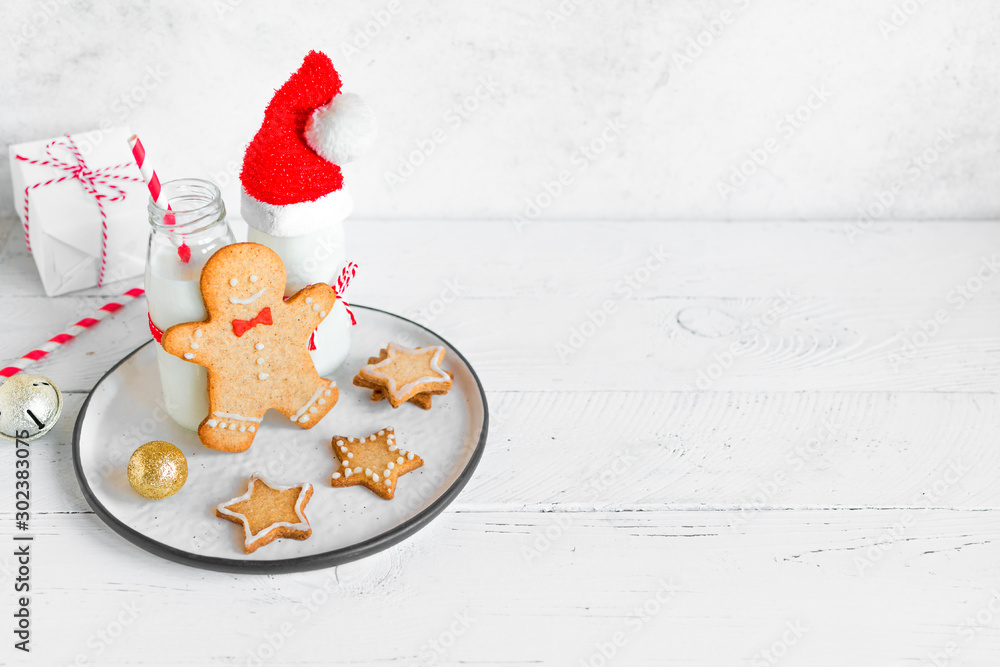 Sticker cookies and milk for santa