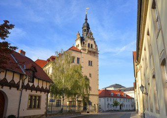 Fototapeta na wymiar Bernburg Saale, view to the town hall