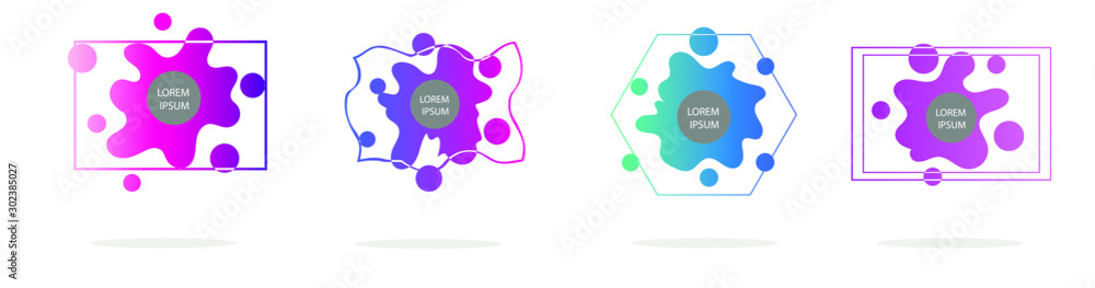 Poster set of modern abstract graphic elements. gradient abstract banners with different shapes. template f