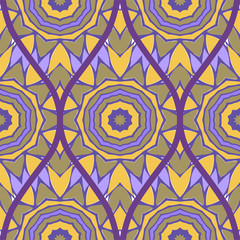 Decorative Colorful Floral Ornament With Decorative Border. Ethnic Seamless Decoration. Vector illustration/ Brown purple color