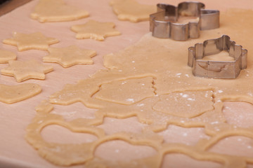 hands that make Christmas cookies, from dough and ready to bake