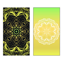 Vector template for inviatation card. Patterns with decorative round floral mandala