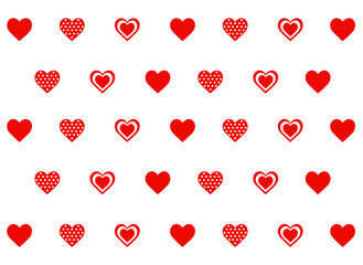 Simple red hearts vector pattern on a white background, Vector background to Valentine's Day  A