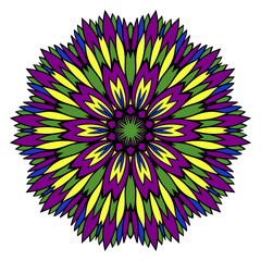 Pattern of mandala. Vector illustration. Modern Decorative floral color mandala. Decorative Cicle ornament. Floral design. Anti-stress therapy pattern.