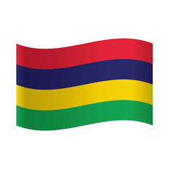 A flag of Mauritius, National flag of Mauritius: red, blue, yellow and green horizontal stripes.