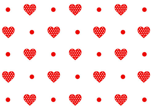 Simple red hearts vector pattern on a white background, Vector background to Valentine's Day  A