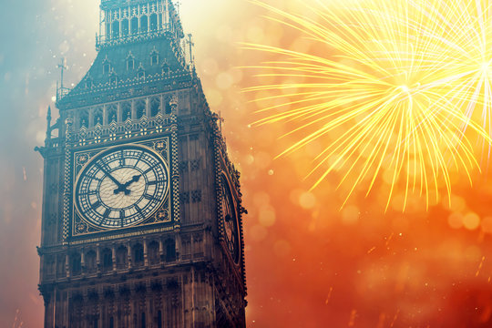 Explosive Fireworks Around Big Ben.