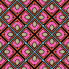 Color decorative seamless pattern with geometric ornamnet. Vector illustration