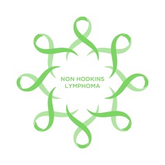 Cancer ribbon lime color representing the support of tackling cancers