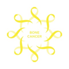 Cancer ribbon yellow color representing the support of tackling cancers