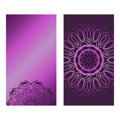 Decorative Template Card with Round Mandala From Floral Elements. Vector Illustration. For Coloring Book, Greeting Card, Invitation. Anti-Stress Therapy Pattern