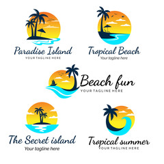 Fototapeta na wymiar Beach logo collection