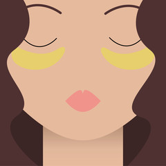 Cartoon girl with a facial mask. Hydrogel Eye Patch. Cosmetic product for skin. Vector illustration. 