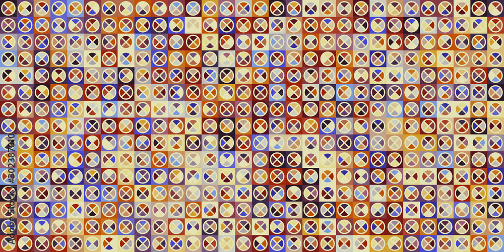 Poster retro pattern of different shapes. colorful vector mosaic backdrop. geometric hipster retro backgrou