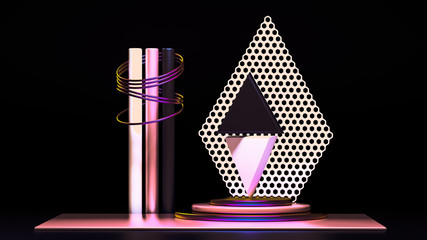 Elegant minimalism geometry background. 3d illustration, 3d rendering.