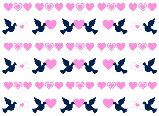 Obraz na płótnie Canvas abstract vector pattern for Valentine's Day with birds and hearts on a white background
