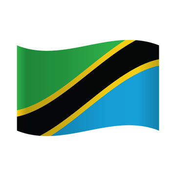 Flag of Tanzania Banner of the country in waveform fluttering in the wind. Independence Day News Flat Volumetric Image Language National Logos Stock Vector Illustration Icon Picture.