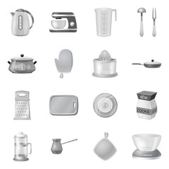 Vector design of kitchen and cook symbol. Collection of kitchen and appliance stock vector illustration.