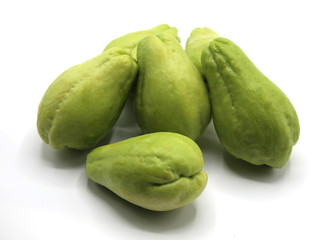 Organic fresh Chayote isolated on white background