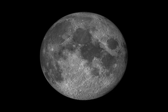 Lunar surface in full moon, 3d rendering