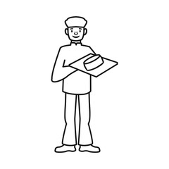 Vector design of baker and pan sign. Set of baker and baguette stock symbol for web.