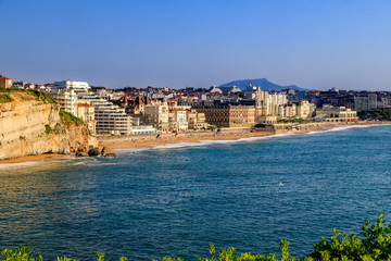 Fototapeta premium Biarritz, the famous resort in France. Panoramic view of the city and the beaches. Holidays in France.